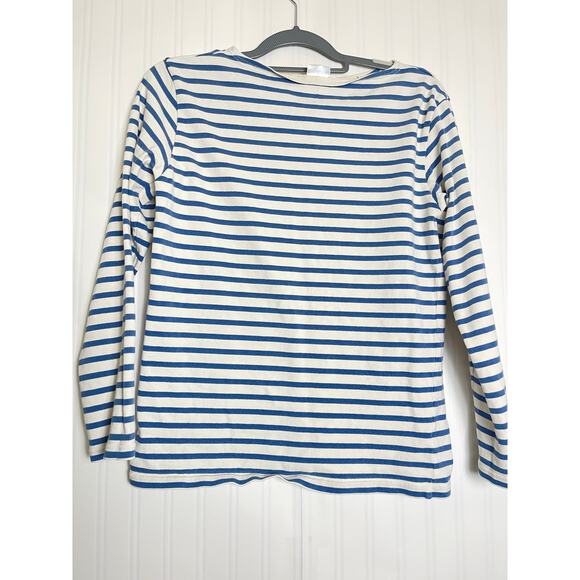 Orcival Authentic White Blue Striped Long Sleeve Knit Blouse Women's Size M - Picture 1 of 10